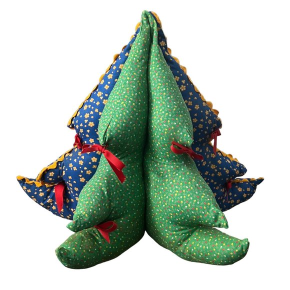 Handmade Vintage Stuffed Fabric Christmas Tree - Picture 3 of 6